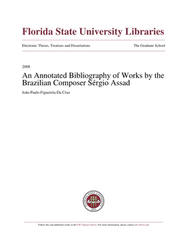 An Annotated Bibliography of Works by the Brazilian Composer Sérgio Assad João Paulo Figueirôa Da Cruz