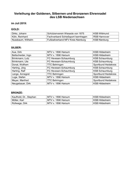 Gesamtehrungsliste Stand 07.2019