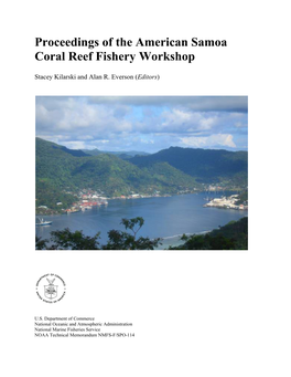 Proceedings of the American Samoa Coral Reef Fishery Workshop