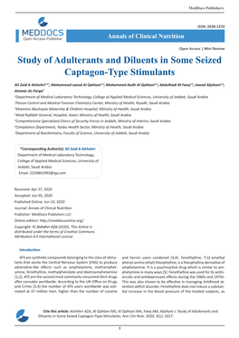 Study of Adulterants and Diluents in Some Seized Captagon-Type Stimulants