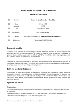 Réunion Comité De Ligne Grenoble - Chambéry