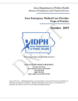 Iowa Emergency Medical Care Provider Scope of Practice