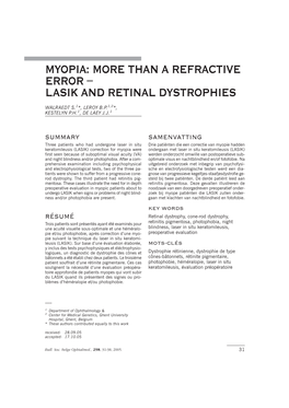 Myopia: More Than a Refractive Error − Lasik and Retinal Dystrophies