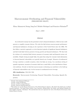 Macroeconomic Overheating and Financial Vulnerability [PRELIMINARY DRAFT]