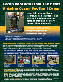 Antoine Cason Football Camp Learn Football from the Best!