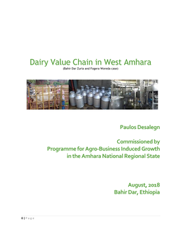 Dairy Value Chain in West Amhara (Bahir Dar Zuria and Fogera Woreda Case)