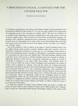 Carolingian Uncial: a Context for the Lothar Psalter