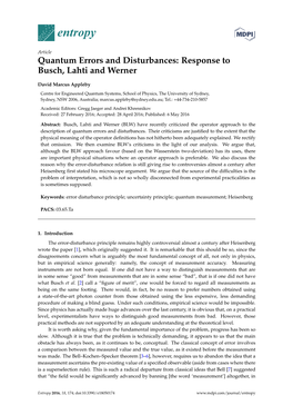 Quantum Errors and Disturbances: Response to Busch, Lahti and Werner