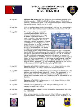 2Nd BCT, 101St ABN DIV (AASLT) “STRIKE HISTORY” 06 July – 12 July 2014