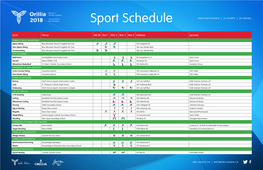 Sport Schedule 3000 PARTICIPANTS | 25 SPORTS | 20 VENUES