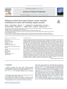 Pollutants Emitted from Typical Chinese Vessels: Potential Contributions to Ozone and Secondary Organic Aerosols