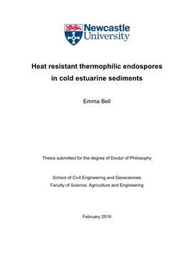 Heat Resistant Thermophilic Endospores in Cold Estuarine Sediments