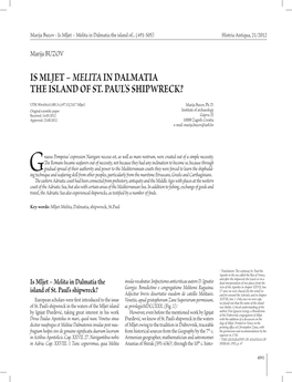 Is Mljet – Melita in Dalmatia the Island of St. Paul's Shipwreck?