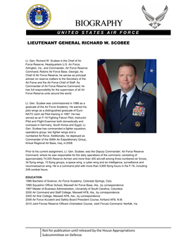 United States Air Force Lieutenant General Richard W. Scobee