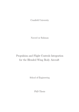 Propulsion and Flight Controls Integration for the Blended Wing Body Aircraft