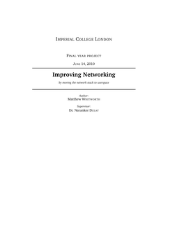 Improving Networking