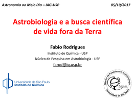 Astrobiologia E a Busca Científica De Vida Fora Da Terra