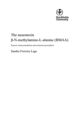 The Neurotoxin Β-N-Methylamino-L-Alanine (BMAA)