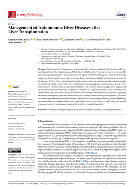 Management of Autoimmune Liver Diseases After Liver Transplantation