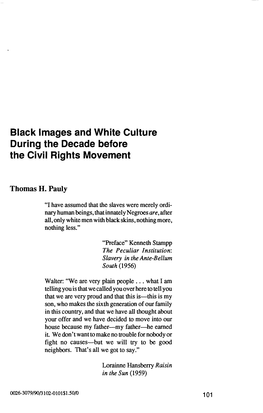Black Images and White Culture During the Decade Before the Civil Rights Movement