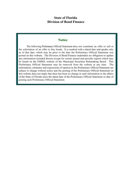 State of Florida Division of Bond Finance Notice