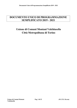 2021 Unione Di Comuni Montani Valchiusella Città Metropolitana Di