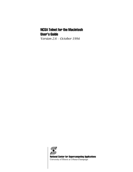 NCSA Telnet for the Macintosh User's Guide