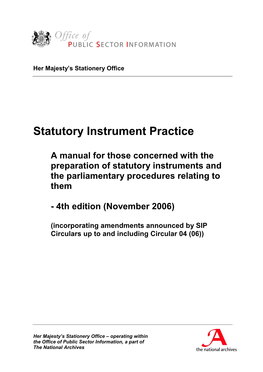 Statutory Instrument Practice
