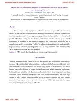 Parallel and Nearest Neighbor Search for High-Dimensional Index Structure of Content- Based Data Using DVA-Tree R