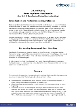 24. Debussy Pour Le Piano: Sarabande (For Unit 3: Developing Musical Understanding)