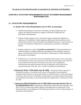 Reasonable Accommodation Handbook Chpt 2 Statutory Requirements