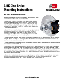 3.5K Disc Brake Mounting Instructions