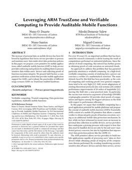 Leveraging ARM Trustzone and Verifiable Computing to Provide Auditable Mobile Functions Nuno O