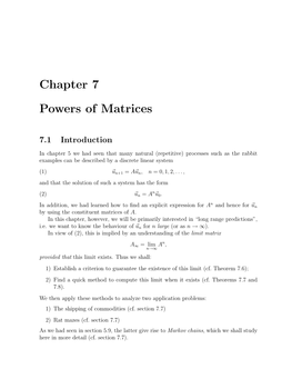 Chapter 7 Powers of Matrices