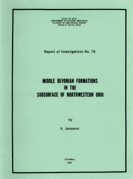 Middle Devonian Formations in the Subsurface of Northwestern Ohio
