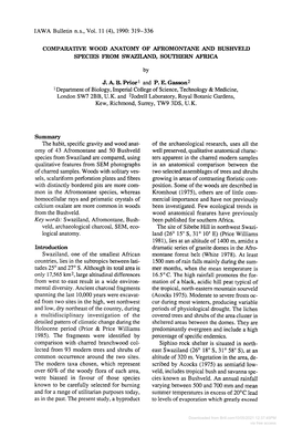 Comparative Wood Anatomy of Afromontane and Bushveld Species from Swaziland, Southern Africa