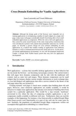 Cross-Domain Embedding for Vaadin Applications