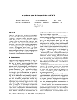 Capsicum: Practical Capabilities for UNIX