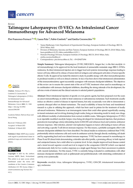 (T-VEC): an Intralesional Cancer Immunotherapy for Advanced Melanoma