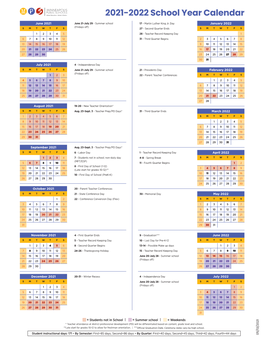 2021-2022 School Year Calendar June 2021 June 21-July 29 - Summer School 17 - Martin Luther King Jr