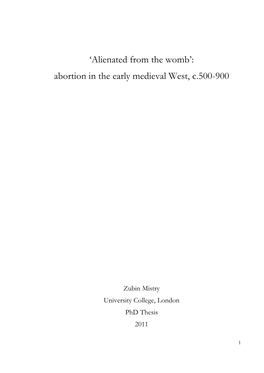 Abortion in the Early Medieval West, C.500-900