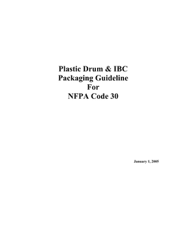 Plastic Drum & IBC Packaging Guideline for NFPA Code 30