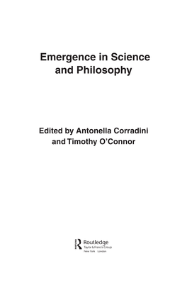 Emergence in Science and Philosophy Edited by Antonella