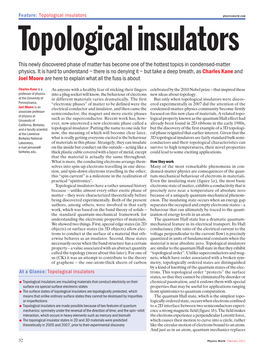 Topological Insulators Physicsworld.Com Topological Insulators This Newly Discovered Phase of Matter Has Become One of the Hottest Topics in Condensed-Matter Physics