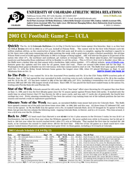 2003 CU Football: Game 2 — UCLA SAT., SEPT