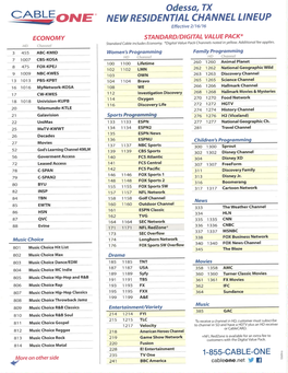 Ofve' NEW RESIDENTIALCHANNEL LINEUP Effective 2/1 6/16