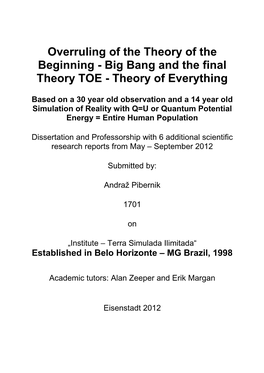 Big Bang and the Final Theory TOE - Theory of Everything