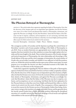 The Phocian Betrayal at Thermopylae
