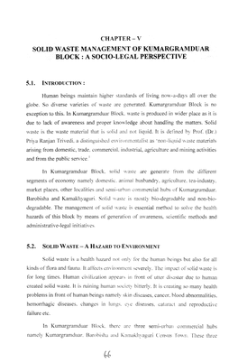 Solid Waste Management of Kumargramduar Block : a Socio-Legal Perspective