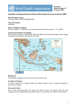 Landslide in Padang Pariaman District, West Sumatra Province 8 January 2007